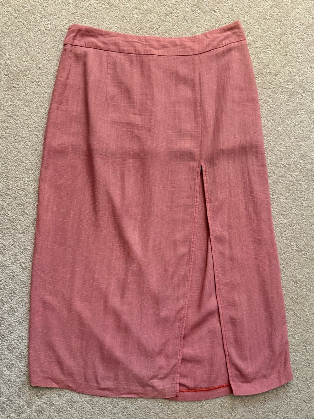 Lulu's Dusty Rose Midi Skirt Front Slit Cottagecore Office Classic Vintage Large